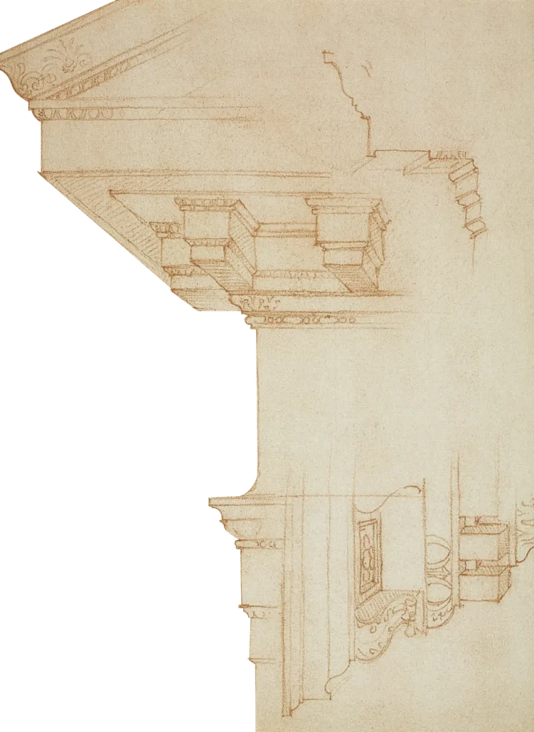 A cornice study drawn my Michelangelo Buonarotti